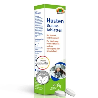 Abbildung von SUNLIFE Husten Brausetabletten 1 x 20 Stück Hustenstiller mit Acacia Senegal bei &amp; Heiserkeit Tabletten gluten laktosefrei