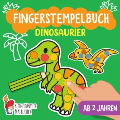 Abbildung von Fingerstempelbuch Ab 2 Jahren: Dinosaurier Fingerstempeln, Malen und Basteln! Das große Fingerstempel Buch für Kinder Bastelbuch Jungen Mädchen Fingerfarben Stempelbuch