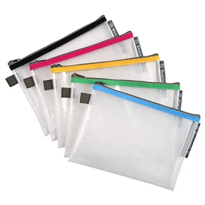 Abbildung von Exacompta 34140E 10er Pack EVA Hüllen mit Reißverschluss aus weichem Kunststoff DIN A5 zur Aufbewahrung von Stiften, Kosmetikartikeln, Kleinteilen 1 Stück Zufallsfarbe