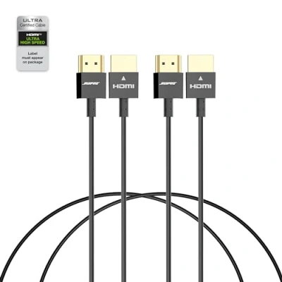 Abbildung von RUIPRO Ultradünnes 8K HDMI 2.1 Zertifiziertes Kabel 0.5M 2Pack, Slim und Flexibles HDMI, Ultra High Speed 48 Gbps 8K@60Hz 4K@120Hz Dynamic HDR eARC Dolby HDCP 2.2&amp;2.3 für HDTV/Projektor/Heimkino/PS5