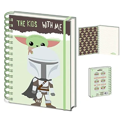 Abbildung von Pyramid Europe Star Wars Notizbuch (The Mandalorian &#039;The Kid&#039;s With Me&#039; Design) drahtgebundenes und Journal A5, Geschenke für Männer, Frauen Kinder Offizielles Lizenzprodukt
