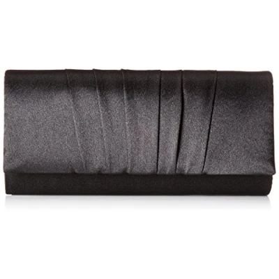 Abbildung von Damara Damen Clutch, Satin, plissiert, Hochzeit, Braut, Abschlussball, Abendtasche, Black, Large