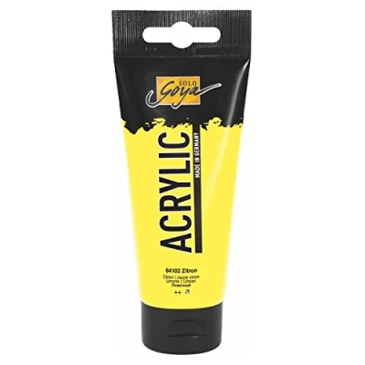 Abbildung von KREUL 84102 Solo Goya Acrylic, 100 ml Tube in zitron, cremige vielseitig einsetzbare Acrylfarbe Studienqualität, auf Wasserbasis, schnell und matt trocknend, gut deckend, wasserfest