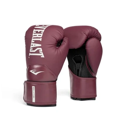 Abbildung von Everlast Elite 2 12oz Boxhandschuhe Bordeaux, für Sandsack, Pratzen &amp; Sparring, Klettverschluss, ergonomischer Griffsteg, Split Schaum Original