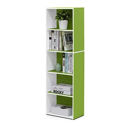 Abbildung von Furinno Luder 5 stufiges, wendbares, farbiges Bücherregal mit offenem Regal, Weiß/Grün