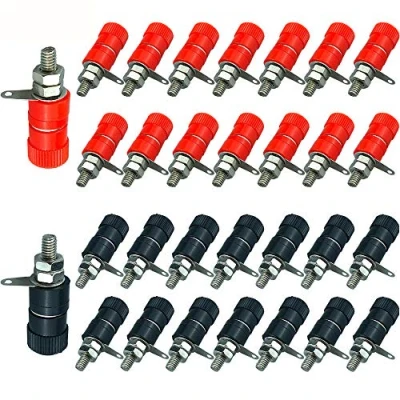 Abbildung von QitinDasen 30Pcs Premium Bananenstecker Buchse, Binding Post Terminal, 4mm Bananenbuchse, Bananen Kupplung, für (Rot, Schwarz)
