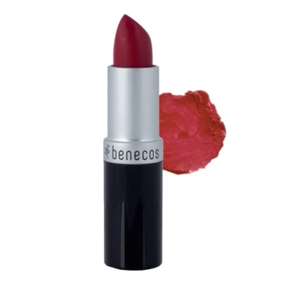 Abbildung von benecos Naturkosmetik Lipstick schimmernd mit Bio Jojobaöl &amp; Bienenwachs just red