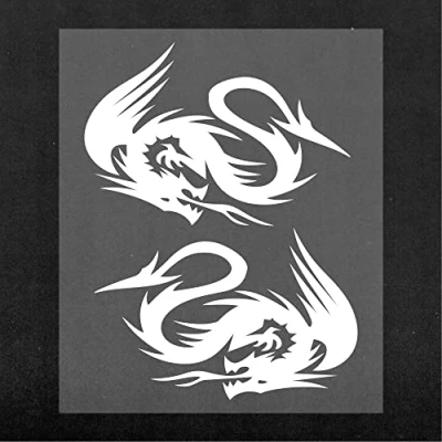 Abbildung von 4R Quattroerre.it 15857 Vorgeschnittene Aufkleber Drachen rechts und Links, Weiß, 10 x 12 cm