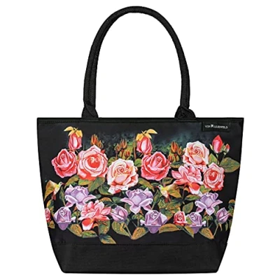 Abbildung von VON LILIENFELD Handtasche Damen Motiv Rosen Garten Blumen Shopper Maße L42 x H30 T15 cm Strandtasche Henkeltasche Büro