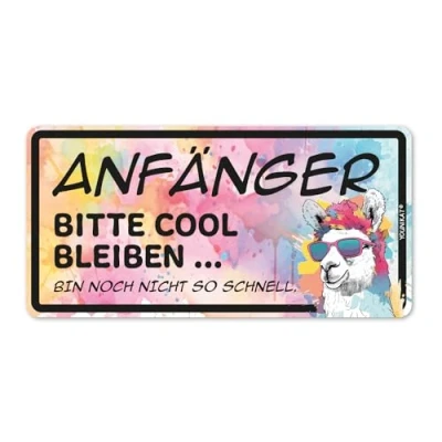Abbildung von Auto Magnet Schild Anfänger Lama Bunt I 20 x 10 cm kfz_773