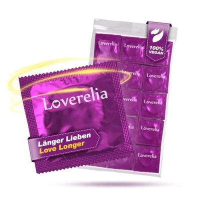 Abbildung von Loverelia Kondome &quot;Länger Lieben&quot; konturierten Form das Liebesspiel zu verlängern und die Lust steigern Naturkautschuk Latex Vegan Gefühlsecht 50er Pack (1 x 50 Stück)