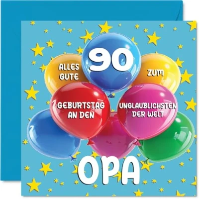 Abbildung von Stuff4 90. Geburtstagskarte Opa Unglaublichsten der Welt Geburtstagskarten für 90 Jahre von Enkel Enkelin, 145mm Geburtstag Glückwunschkarten
