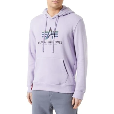 Abbildung von Alpha Industries Herren Basic Hoody Rainbow Ref. Print Kapuzensweat Kapuzenpullover, Pale Violet, M