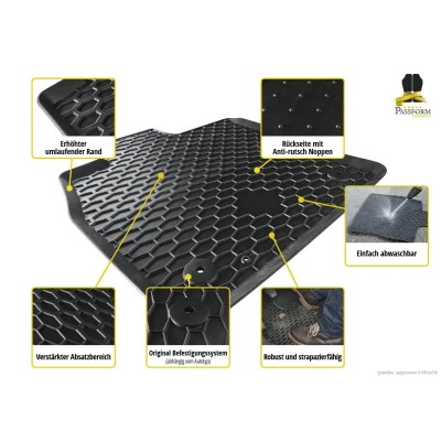 Abbildung von WALSER 50582 Fußmattensatz Gummi vorne und hinten 4 schwarz FORD: Galaxy Mk2 MPV, Mk3 MONDEO 3 Kombi