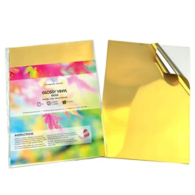 Abbildung von Evergreen Goods Ltd 10 Blatt A4 glänzendes goldenes Vinyl Aufkleberpapier wasserfestes Papier für Tintenstrahl und Laserdrucker selbstklebendes Papier, ideal Aufkleber Produktetiketten
