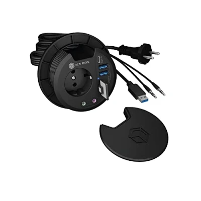 Abbildung von ICY BOX Tisch Hub mit SD/microSD Kartenleser, 2X Type A, USB C, 3,5 mm Audio, IB HUB1430 CR, 80