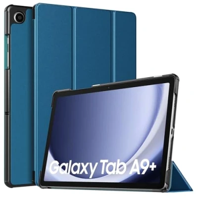 Abbildung von TiMOVO Hülle für Samsung Galaxy Tab A9+/A9 Plus 11 Zoll 2023 SM X210/X216/X218, Schlank Leicht Schutzhülle mit Ständer &amp; Harter Rückseite All New A9+ Tablet, Pfau Blau
