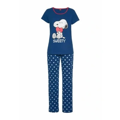 Abbildung von Peanuts Nachtwäsche Set, Damen, Größe: 32/34, Blau gepunktet
