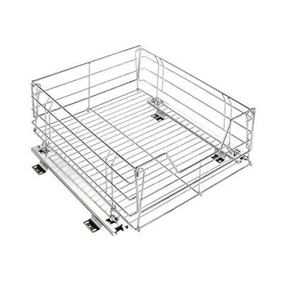 Abbildung von WENKO Maximex Schrankauszug Maxi, Aufbewahrungskorb mit Schienensystem, 50 x 23 cm, verchromter Stahl