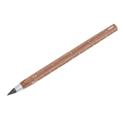 Abbildung von TROIKA Multitasking Bleistift mit nachhaltiger Endlos Schreibspitze (ca. 20km Schreiblänge) CONSTRUCTION ENDLESS WALNUT aus FSC zertifiziertem Walnussholz Holz, Metall braun