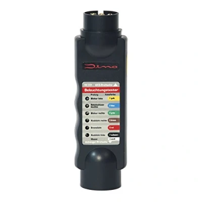 Abbildung von Dino KRAFTPAKET 130081 12V Anhänger Prüfgerät 7 Polig Beleuchtungstester für Zugfahrzeuge Adapter Stecker Kurzadapter Steckdose