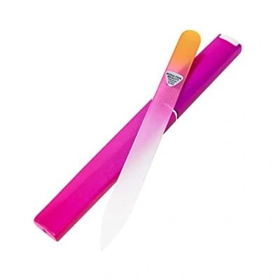 Abbildung von Bona Fide Beauty Tschechische Glasnagelfeile mit Etui =1 Stück Kristallnagelfeile in Gold Magenta, Fingernagelfeile für Naturnägel