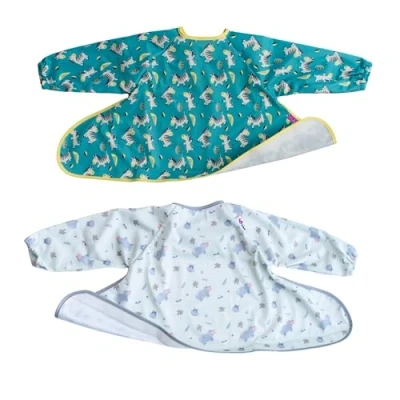 Abbildung von Tidy Tot ®™ 2 Auffanglätzchen Zusätzliches Lätzchen zur Ergänzung Tablett und Sets. Dopplepack für Baby Ärmellätzchen. Klettverschluss Lätzchen. BLW wasserdicht