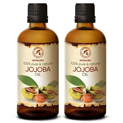 Abbildung von Jojobaöl 2 x 100ml /200ml Jojoba Öl Simmondsia Chinensis aus Argentinien Kaltgepresst Rein &amp; Natürlich Trägeröl für Haut Körperpflege Haarpflege Trockenes Haar Spliss Entferner