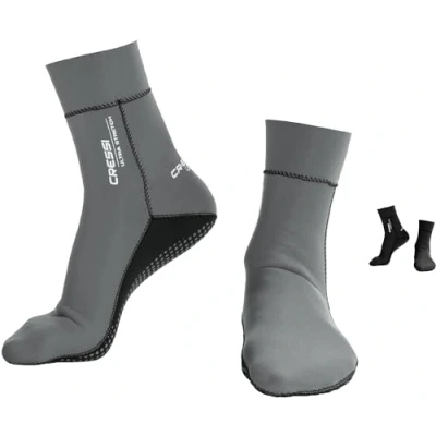 Abbildung von CRESSI Ultra Stretch Neoprene Socks 1.5mm Unisex Erwachsene Doppelt Gefütterte Neopren Tauchschuhe, Grau/Weiß Logo, L
