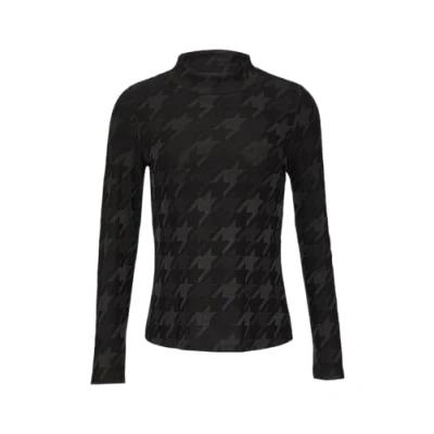 Abbildung von s.Oliver Black Label MIT Hahnentrittmuster Langarmshirt, Damen, Größe: 42, Schwarz