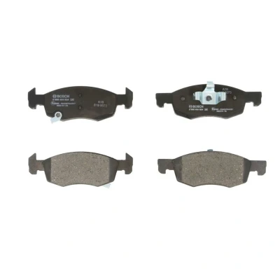 Abbildung von BOSCH 0 986 494 824 Bremsbelagsatz Low Metallic mit akustischer Verschleißwarnung Kolbenclip, Anti Quietsch Blech OPEL: Corsa E Hatchback