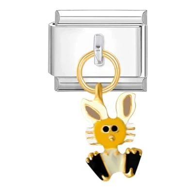 Abbildung von Quiges 9mm Italian Style Charm Modul Edelstahl Rubbit Aufhänger für Italienische Armbänder