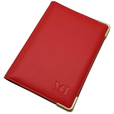Abbildung von Exclusives Kredit und Visitenkartenetui mit Schutzecken aus Metall 12 Fächer MJ Design Germany Made in EU Designs (Design 1 / Rot)