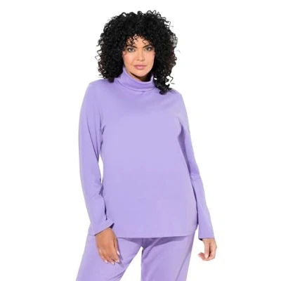 Abbildung von Ulla Popken SLIM FIT Langarmshirt, Damen, Größe: 50/52, Pale lilac