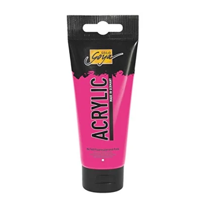 Abbildung von KREUL 84148 Solo Goya Acrylic, 100 ml Tube in fluoreszierend pink, cremige vielseitig einsetzbare Acrylfarbe Studienqualität, auf Wasserbasis, schnell und matt trocknend, gut deckend, wasserfest