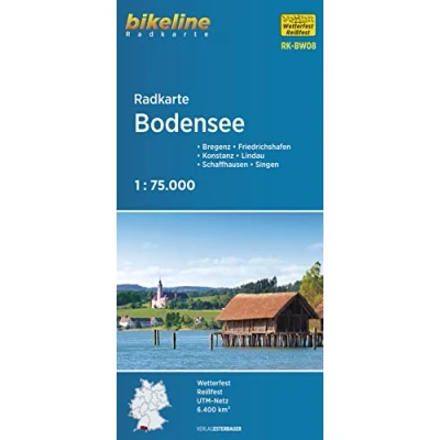 Abbildung von Radkarte Bodensee (RK BW08): Bregenz Friedrichshafen Konstanz Lindau Schaffhausen Singen, 1:75.000, wetterfest/reißfest, GPS tauglich mit UTM Netz (Bikeline Radkarte)