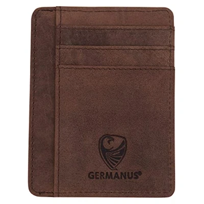 Abbildung von GERMANUS Kreditkartenetui Made in EU Geldbörse Leder Etui für Kreditkarten und Visitenkarten (Braun II)