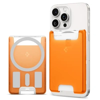 Abbildung von Spigen Classic C1 MagFit Magnetischer Kartenhalter Entwickelt für Magsafe Kompatibel mit iPhone 16/15/14/13/12 Modelle Wallet Tangerine