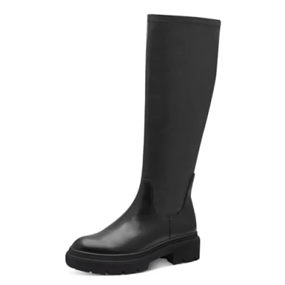 Abbildung von MARCO TOZZI Damen Hohe Stiefel ohne Absatz Kniehoch mit Plateau, Schwarz (Black), 38 EU