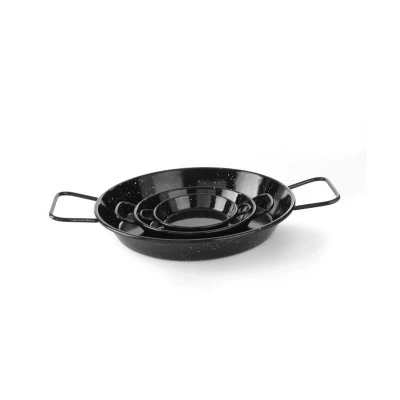 Abbildung von HENDI Paellapfanne ø 24 x 4 cm mit 2 Griffen Flachstahl emailliert für Gasherd Elektroherd Ceranherd, Paella Pfanne kaufen