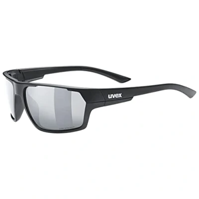 Abbildung von uvex sportstyle 233 P Sportbrille für Damen und Herren polarisiert verspiegelt black matt/silver one size