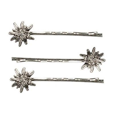 Abbildung von Alpenflüstern Trachten Haarklammern Strass Edelweiss 3er Set (antik silber farben) ADV098