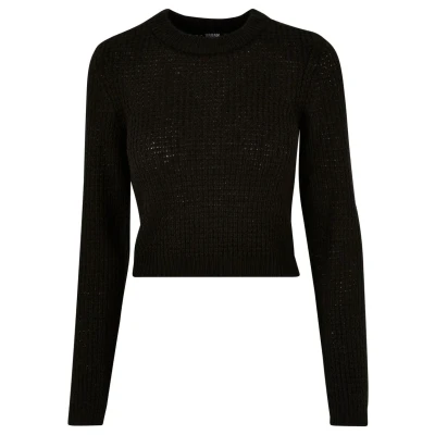 Abbildung von Urban Classics Short Waffle Strickpullover, Damen, Größe: Medium, Black