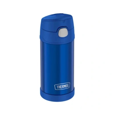 Abbildung von THERMOS kids FUNTAINER STRAW BOTTLE 0,35l, navy, Thermosflasche für Kinder aus Edelstahl, mit Strohhalm, 12 h kalt, absolut dicht, Schule, Kindergarten, Pause