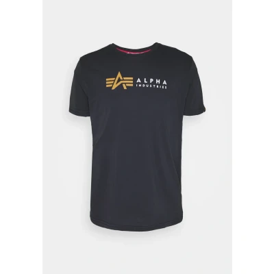 Abbildung von Alpha Industries Label Tshirt print, Herren, Größe: Small, Blue