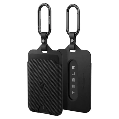 Abbildung von Spigen Air Fit Schlüssel Karten Halter für Tesla Model Y/3( 2024)/S/X, 2 Stück Schlüsselanhänger Zubehör allen Modellen, Schlüsselkartenhalter Kompatibel mit Y/3/S/X Carbon