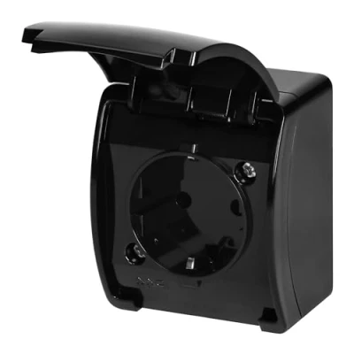 Abbildung von Aufputz Steckdose IP44, Serie RT4 schwarz