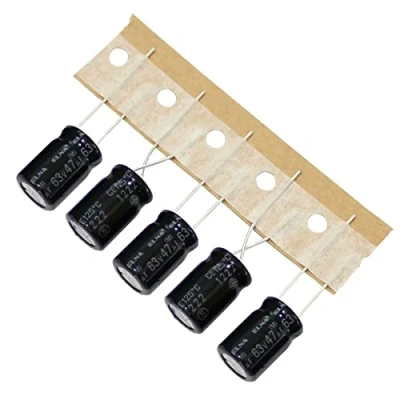 Abbildung von 20x Elko Kondensator radial 47µF 63V Elektrolytkondensator bis zu 125C 47uF Electrolytic Capacitor from Elna