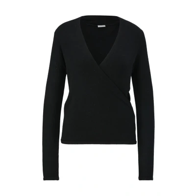 Abbildung von s.Oliver Black Label IM Wickeldesign Strickpullover, Damen, Größe: 34, Schwarz