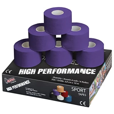 Abbildung von ALPIDEX 6 Rollen Sport Tape Set 3,8 cm x 10 m Gelenk Tapeverband Viele Farben Reißbares Unelastisches Sporttape Hautfreundlich Handball Fußball Volleyball, Farbe:lila